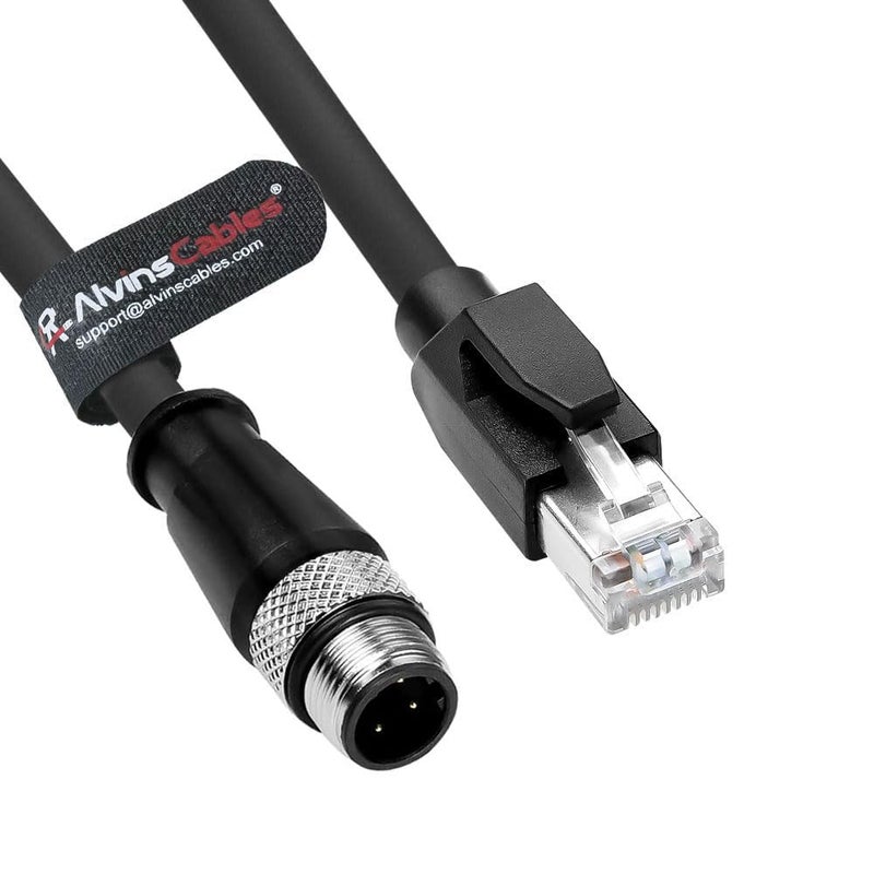 Alvin's Cables M12 4 Position D Coded to RJ45 Ethernet Cable M12 4 Pin Male to RJ45 Male Network Shielded Cord Industrial Ethernet Cable 3M - Image 1